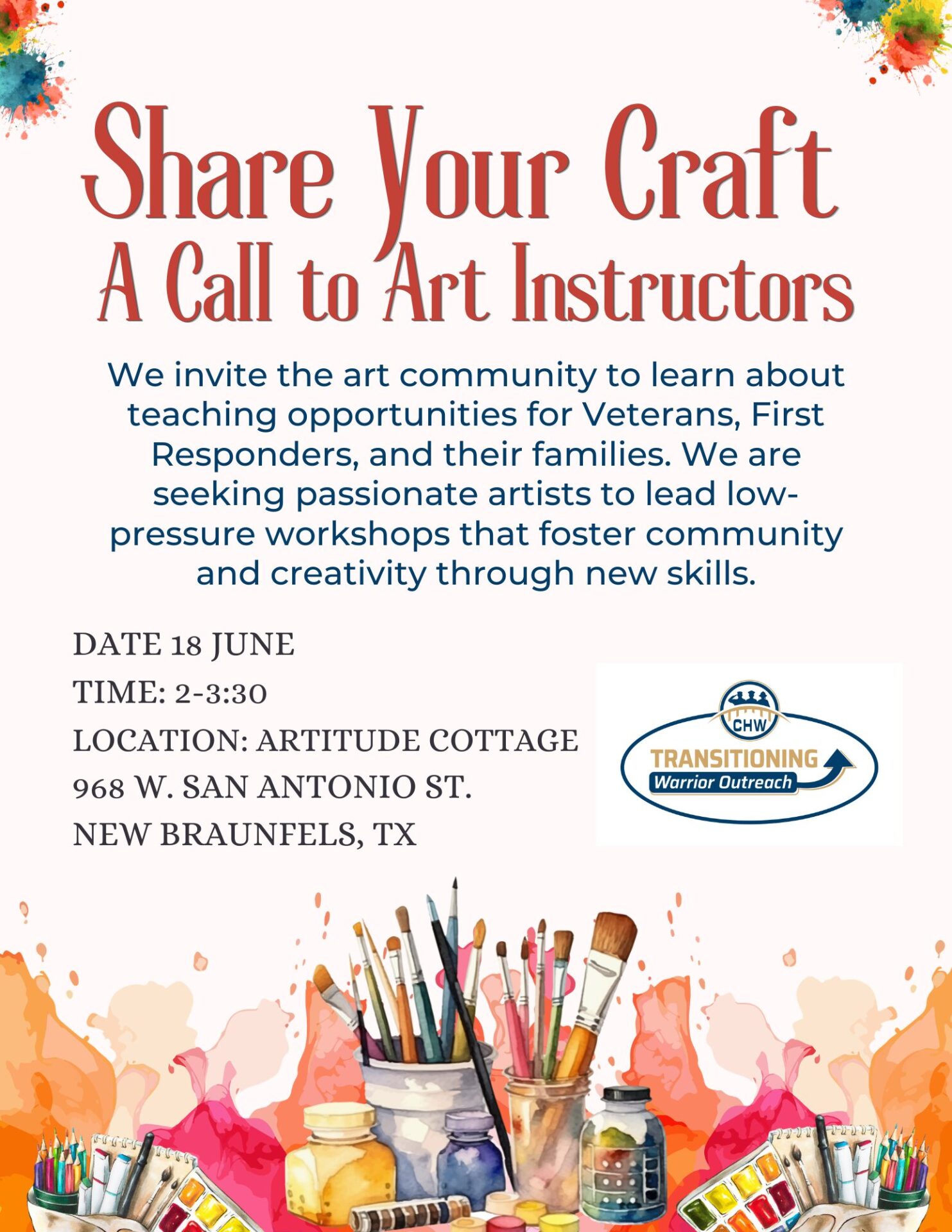 Calling All Art Instructor Event | Share Your Craft